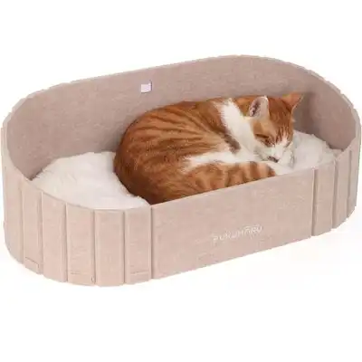 HausPets Sofá cama gatos 61 cm, fieltro piel sintética ovalada, color camel - Artículo 1 - HausPets - Comparador de precios