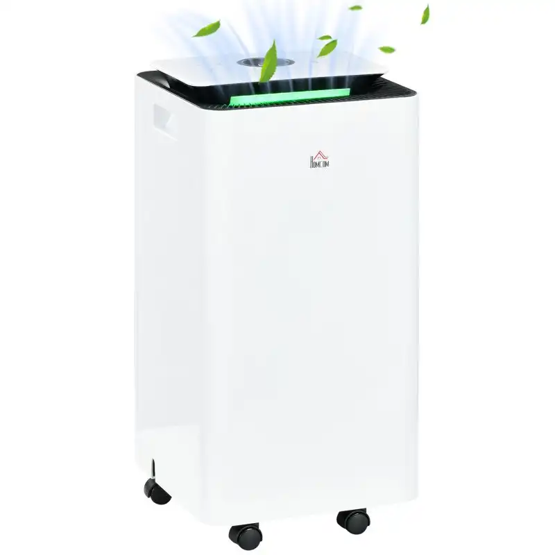 Homcom Deshumidificador Eléctrico con 5 Modos 2L/Día 210W 25x25x50,5 cm Blanco